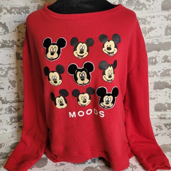 Disney Mickey Mouse "Moods" Red Sweatshirt Women's 2XL - Picture 1 of 2